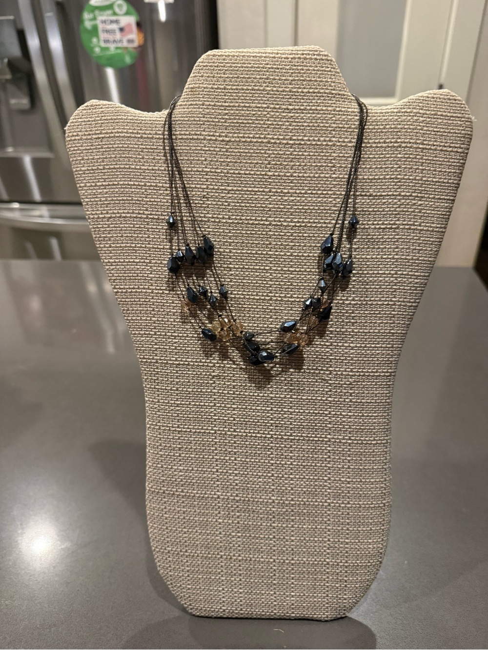 Women's Multi-Strand Black Bead Necklace